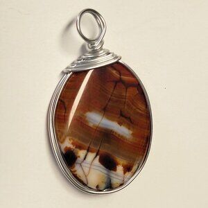 Amber Colored Agate Gemstone Pendant